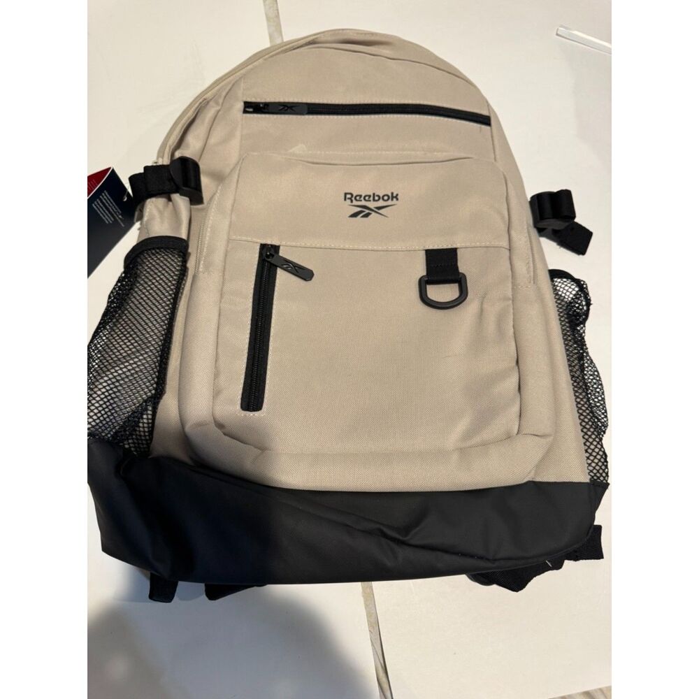 NWT Reebok Kaiser 24L Backpack Beige Laptop School Travel Gym Unisex